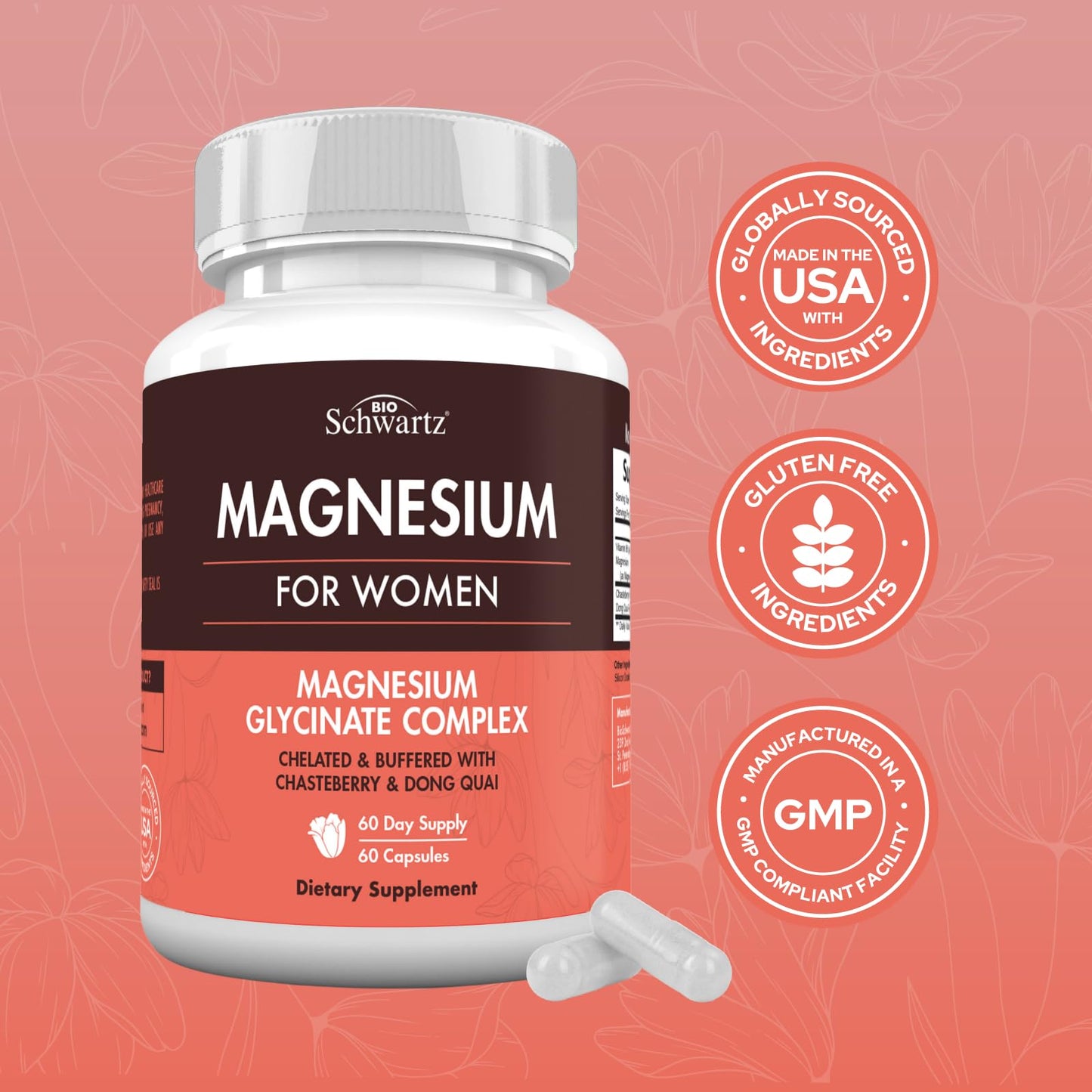4-in-1 Magnesium Complex for Women | Stress Relief, Sleep & Hormonal Support | 60 Capsules