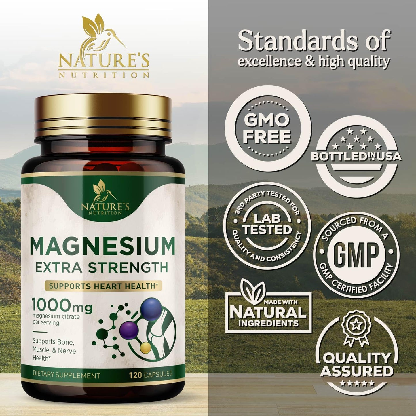 Magnesium Mineral Supplement 1000 mg – High Potency Citrate (120 Capsules)