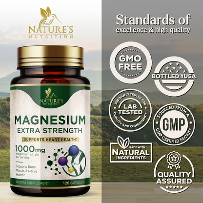 Magnesium Mineral Supplement 1000 mg – High Potency Citrate (120 Capsules)