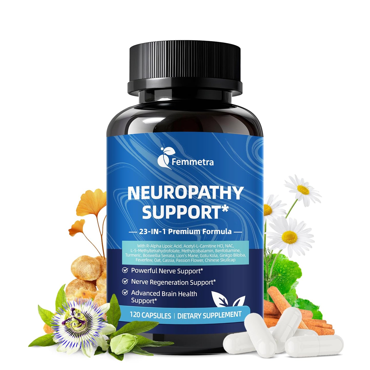 Nerve & Peripheral Neuropathy Support Supplement – 1200mg R-ALA, L-Carnitine, B Vitamins & NAC | Liver Detox & Antioxidant