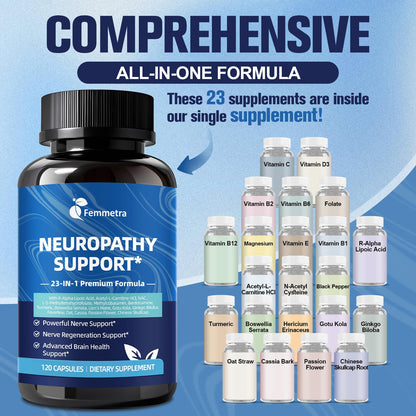 Nerve & Peripheral Neuropathy Support Supplement – 1200mg R-ALA, L-Carnitine, B Vitamins & NAC | Liver Detox & Antioxidant