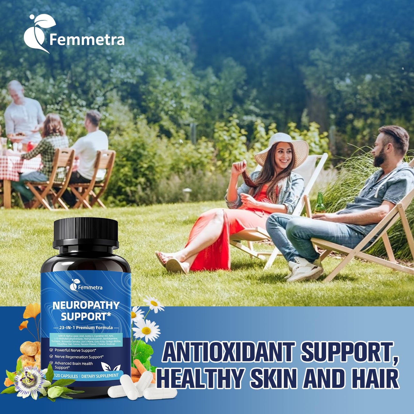 Nerve & Peripheral Neuropathy Support Supplement – 1200mg R-ALA, L-Carnitine, B Vitamins & NAC | Liver Detox & Antioxidant