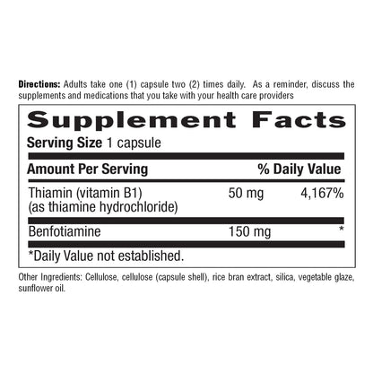 Country Life Benfotiamine with Thiamin – 150 mg, 60 Vegetarian Capsules | Gluten Free & Vegan