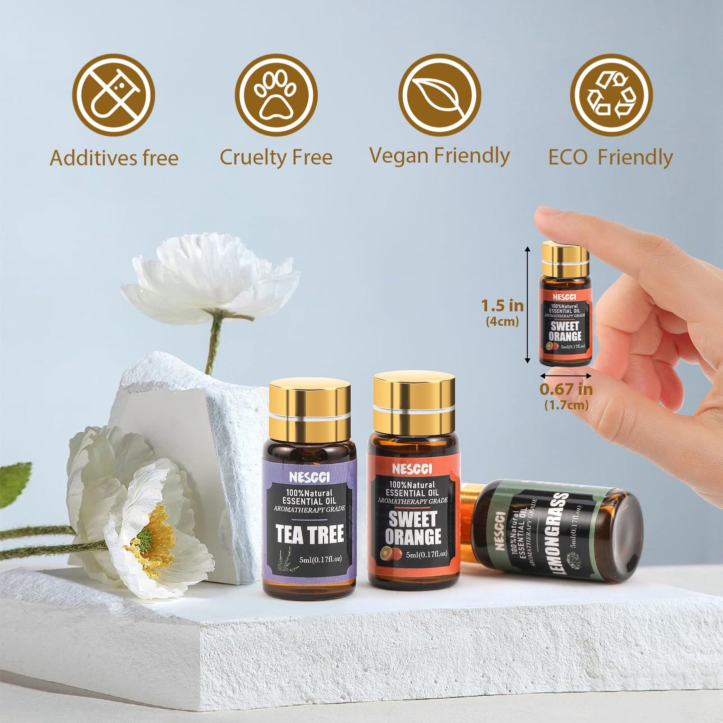 NESCCI Essential Oil Set - 36 x 5ml Essential Oils Gift Set for Diffusers, Candles and DIY