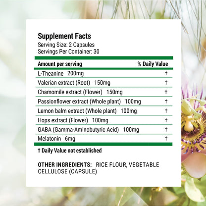 Nested Naturals Luna Sleep Aid - Non-Habit Forming Sleep Support with Valerian, Melatonin, Chamomile & More - 60 Vegan Capsules