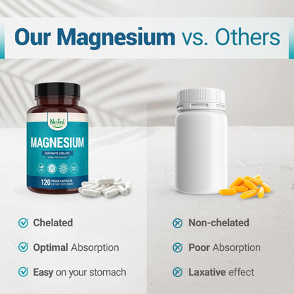 Nested Naturals Magnesium Glycinate Chelate 200mg | Sleep, Relaxation & Muscle Support | 120 Vegan Capsules