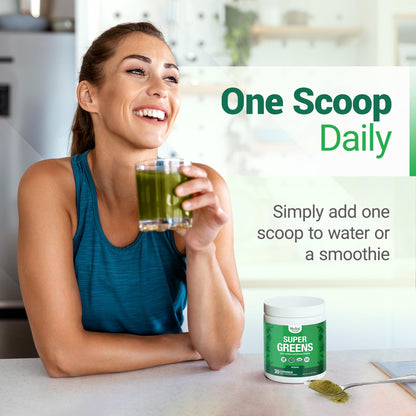 Nested Naturals Super Greens Daily Powder – USDA Organic Greens, Probiotics & Fiber, 30 Servings