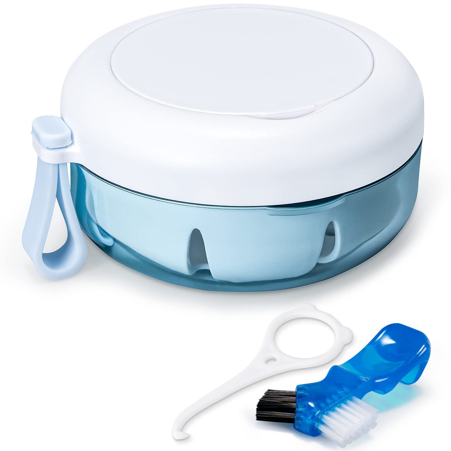 Netceem Leak-Proof Denture Cup Kit – Portable Travel Retainer Case with Mirror