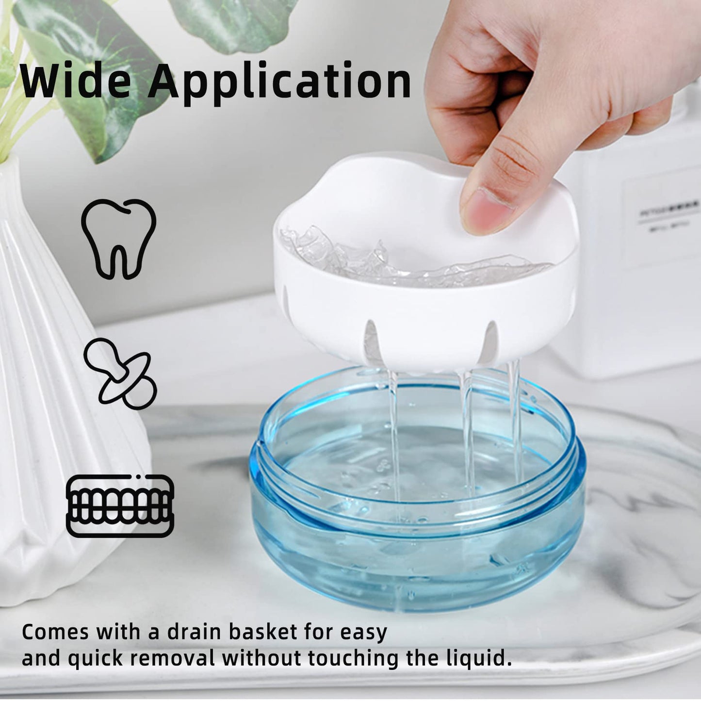 Netceem Leak-Proof Denture Cup Kit – Portable Travel Retainer Case with Mirror