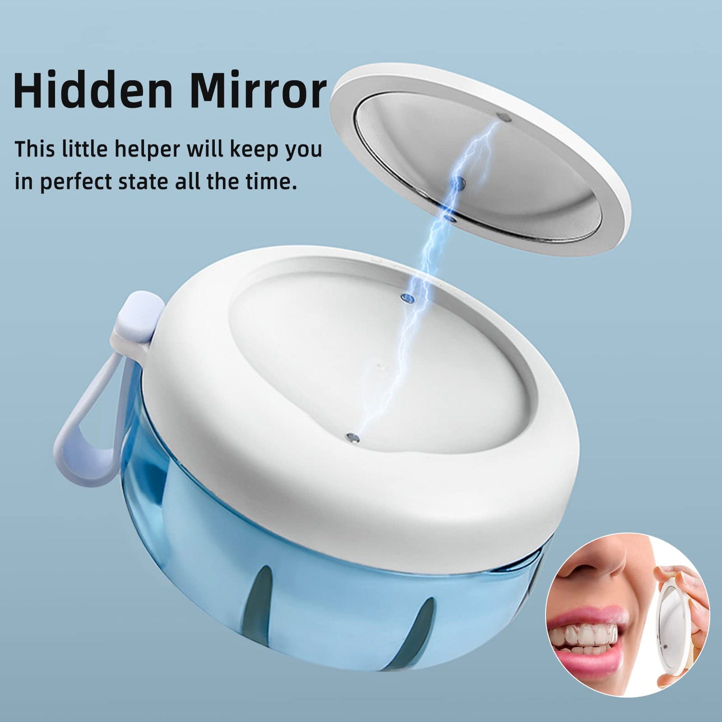 Netceem Leak-Proof Denture Cup Kit – Portable Travel Retainer Case with Mirror