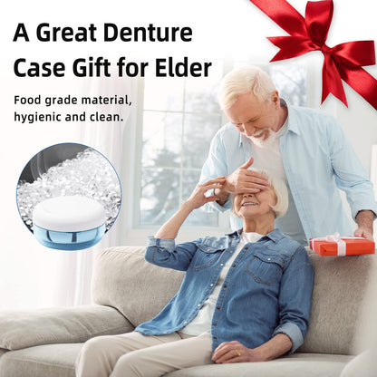 Netceem Leak-Proof Denture Cup Kit – Portable Travel Retainer Case with Mirror
