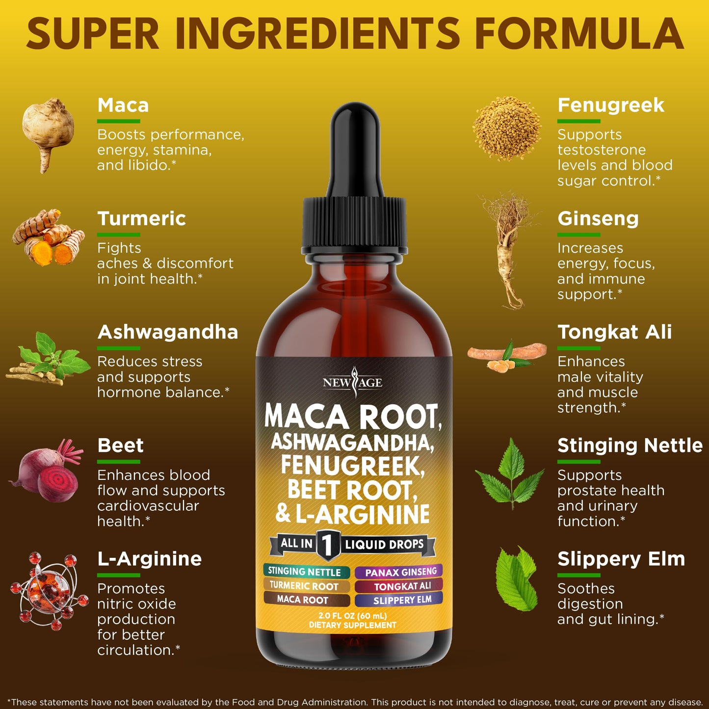 Organic Maca Root Liquid Drops with Ashwagandha – For Women & Men