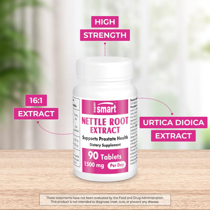 Nettle Root Extract 1500 mg - Prostate & Urinary Support | Non-GMO | 90 Tablets