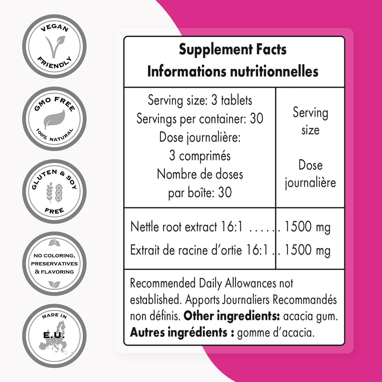 Nettle Root Extract 1500 mg - Prostate & Urinary Support | Non-GMO | 90 Tablets