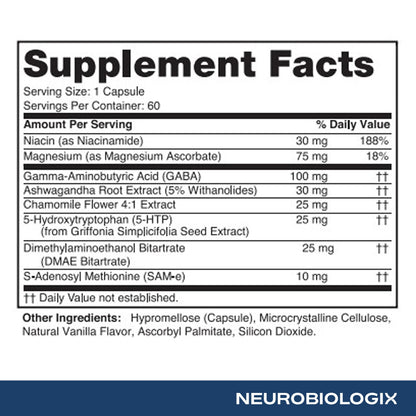 Neuro Biologix Mood Plus for Men & Women | GABA, 5-HTP, Ashwagandha & Chamomile