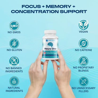 Neuro Brain Support Supplement for Memory | Focus, Clarity & Mental Speed - 60 Capsules