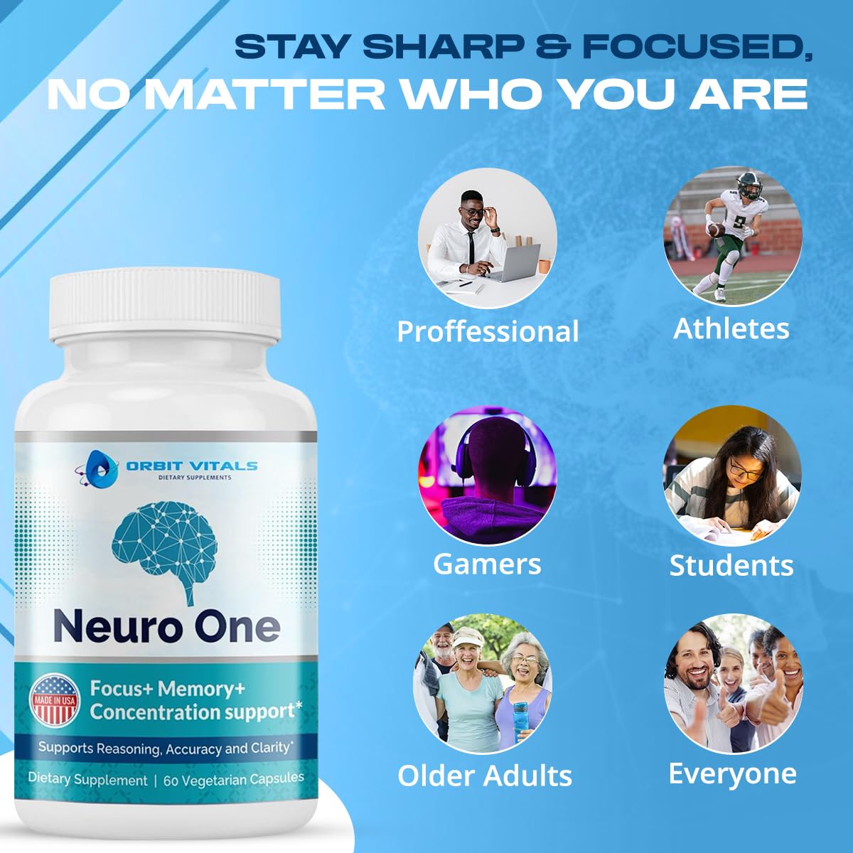 Neuro Brain Support Supplement for Memory | Focus, Clarity & Mental Speed - 60 Capsules
