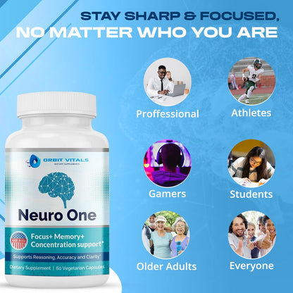 Neuro Brain Support Supplement for Memory | Focus, Clarity & Mental Speed - 60 Capsules