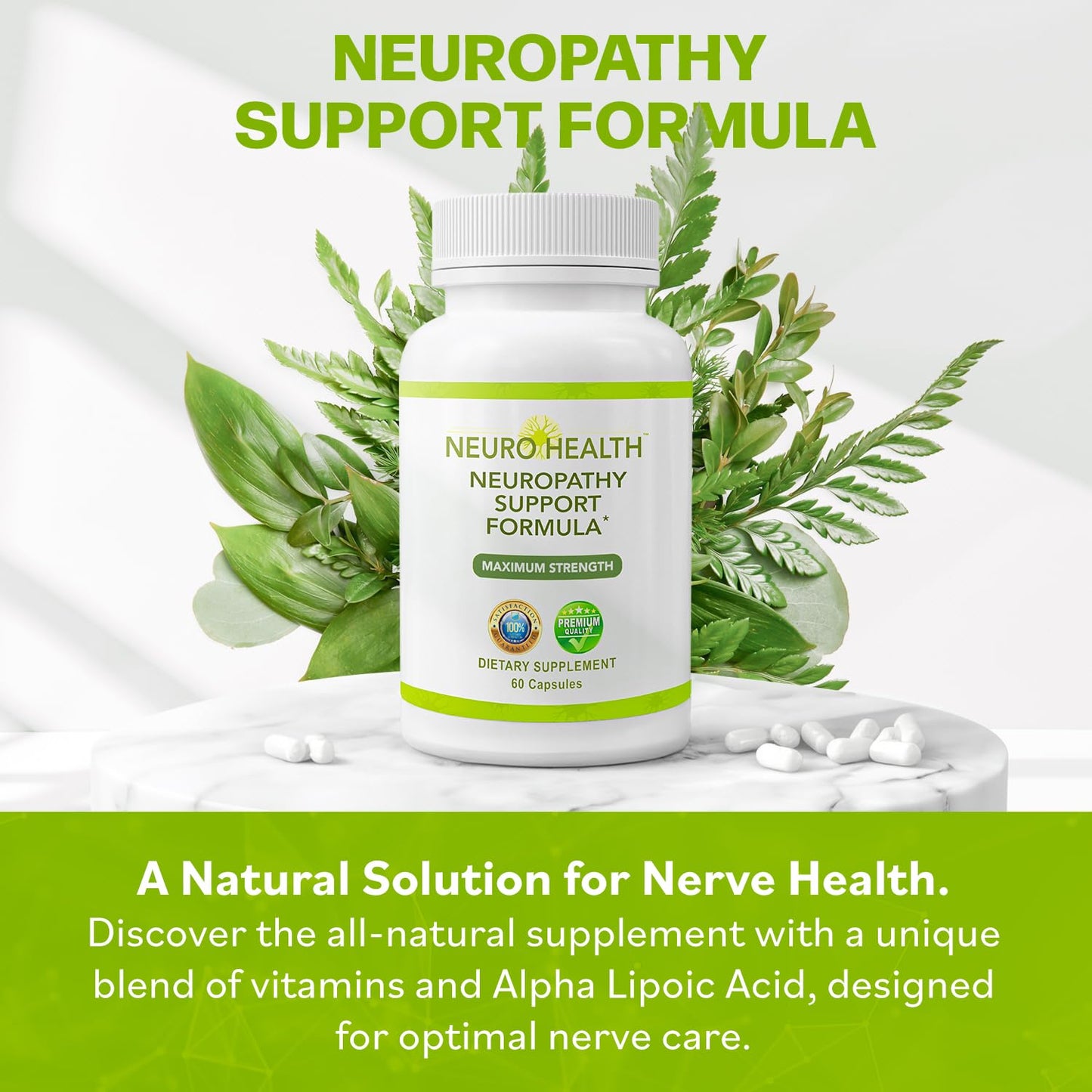 Neuro Health Nerve Support Formula for Neuropathy - Your Nerve Savior Supplement with B Vitamins and Alpha Lipoic Acid - Rapid Absorption for Nerve Discomfort Relief - 60 Capsules