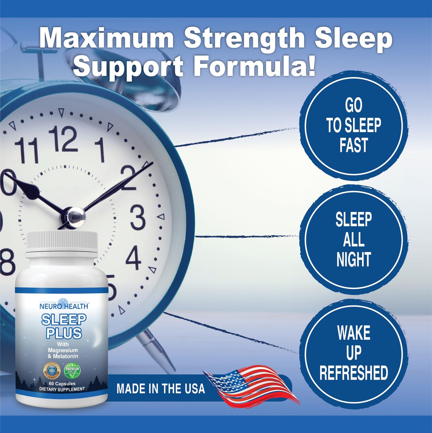 Neuro Health Sleep Plus Sleep Aid – 60 Capsules | Magnesium, Melatonin & Ashwagandha