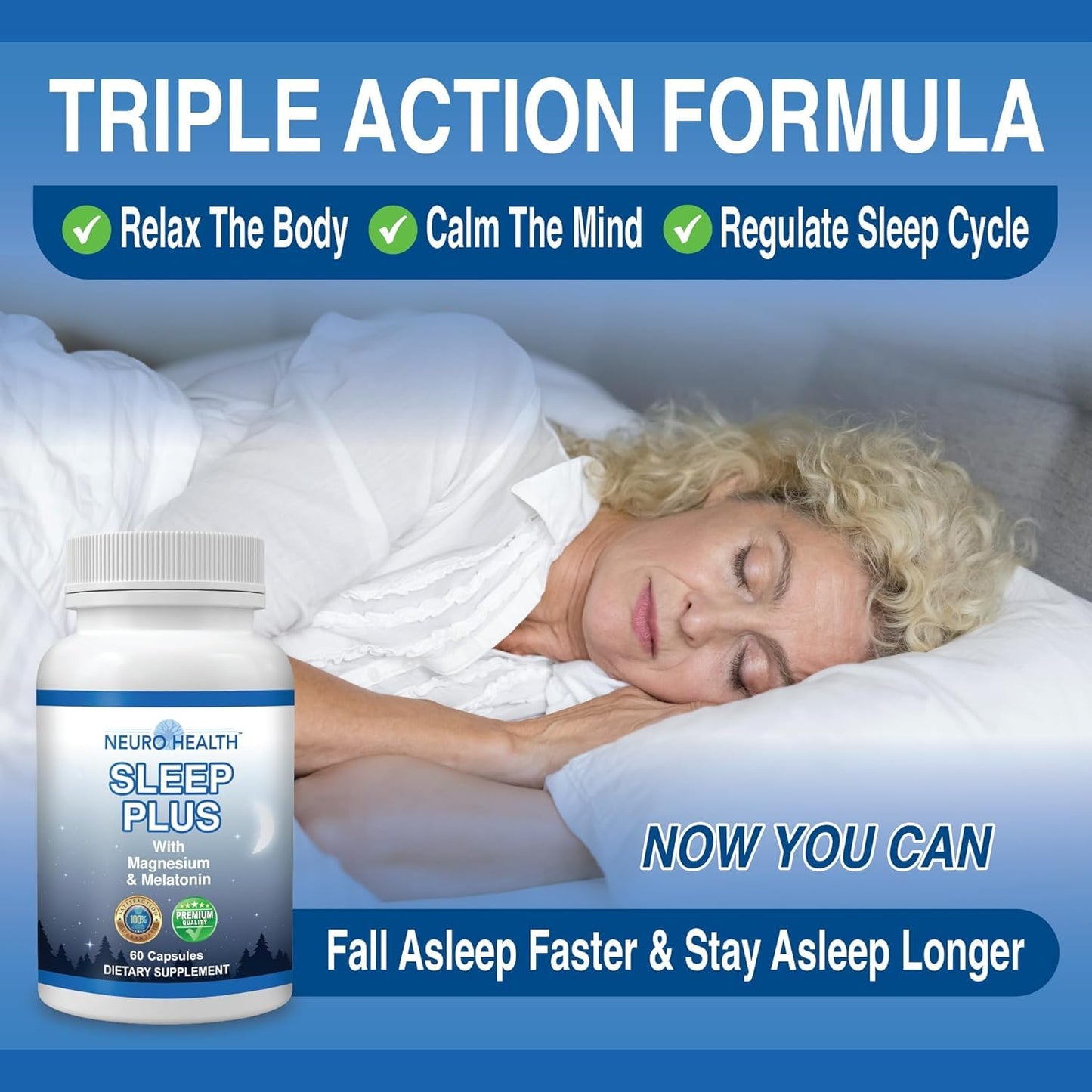 Neuro Health Sleep Plus Sleep Aid – 60 Capsules | Magnesium, Melatonin & Ashwagandha