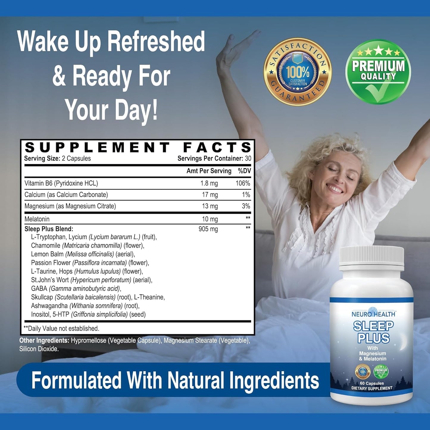 Neuro Health Sleep Plus Sleep Aid – 60 Capsules | Magnesium, Melatonin & Ashwagandha