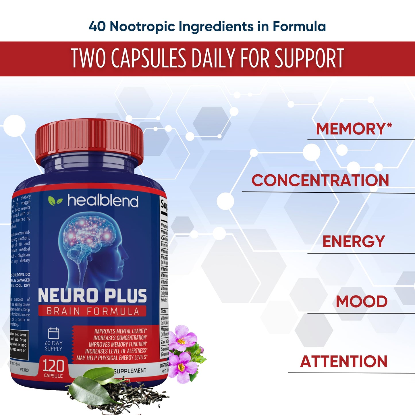 Neuro Plus Brain & Focus Formula – Nootropic Brain Booster (120 Caps)