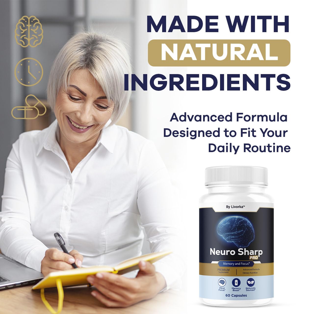 Neuro Sharp Pro - Natural Brain Supplement for Memory & Focus | 60 Capsules