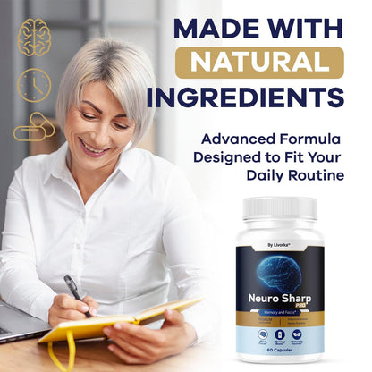 Neuro Sharp Pro - Natural Brain Supplement for Memory & Focus | 60 Capsules
