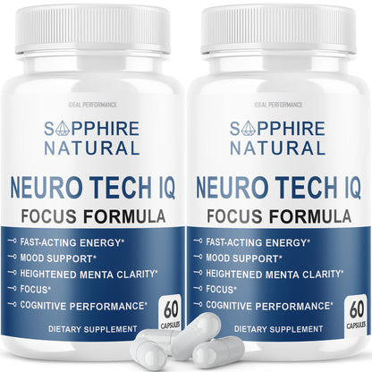 (2 Pack) Neuro Tech IQ Brain Supplement – Neuro Tech IQ Focus Formula Pills (120 Capsules)