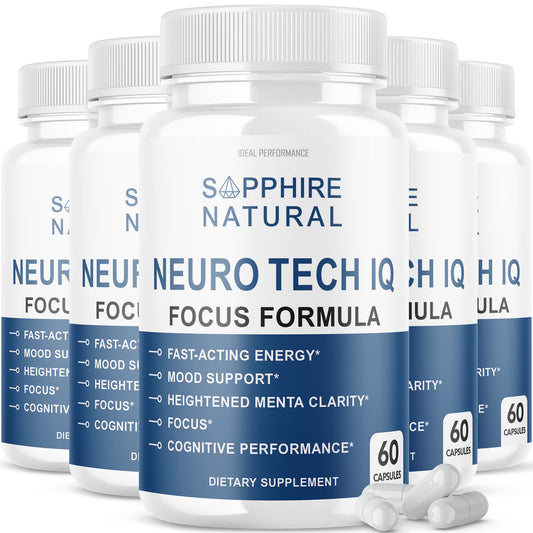 (5 Pack) Neuro Tech IQ Brain Supplement – Neurotech IQ Focus Formula Pills (300 Capsules) BritishVita | Premium UK Vitamins & Wellness Supplements
