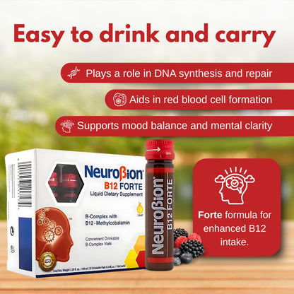 Neurobion B12 Forte 10 Vials x 10 ml – Liquid B Complex Vitamins | Packaging May Vary