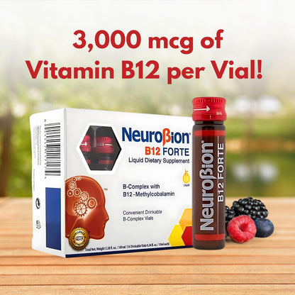 Neurobion B12 Forte 10 Vials x 10 ml – Liquid B Complex Vitamins | Packaging May Vary