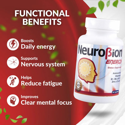 60 Caps Neurobion Energy: B Vitamins for Brain Alertness & Stamina