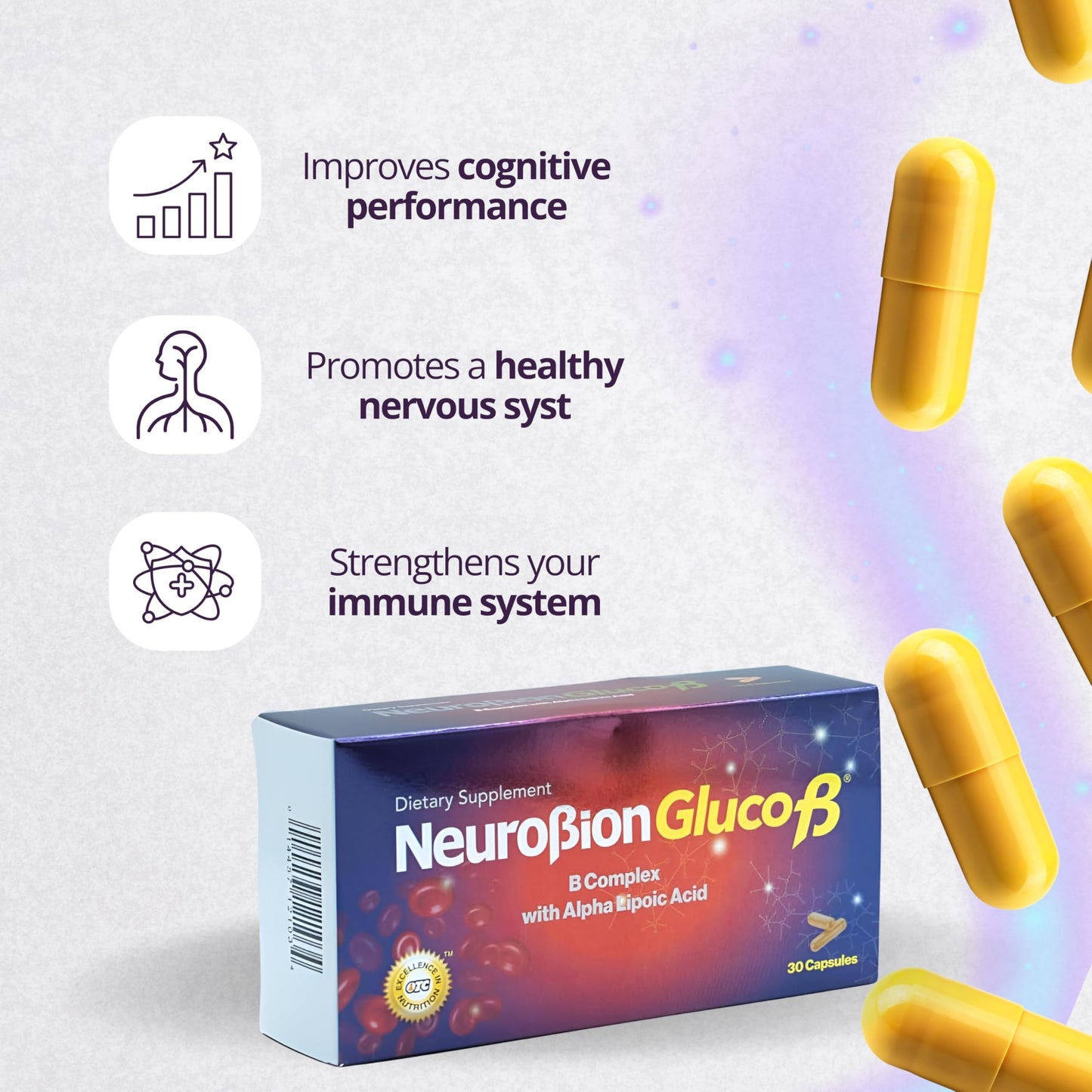 Neurobion Gluco B - B Complex with Alpha Lipoic Acid | 30 Capsules