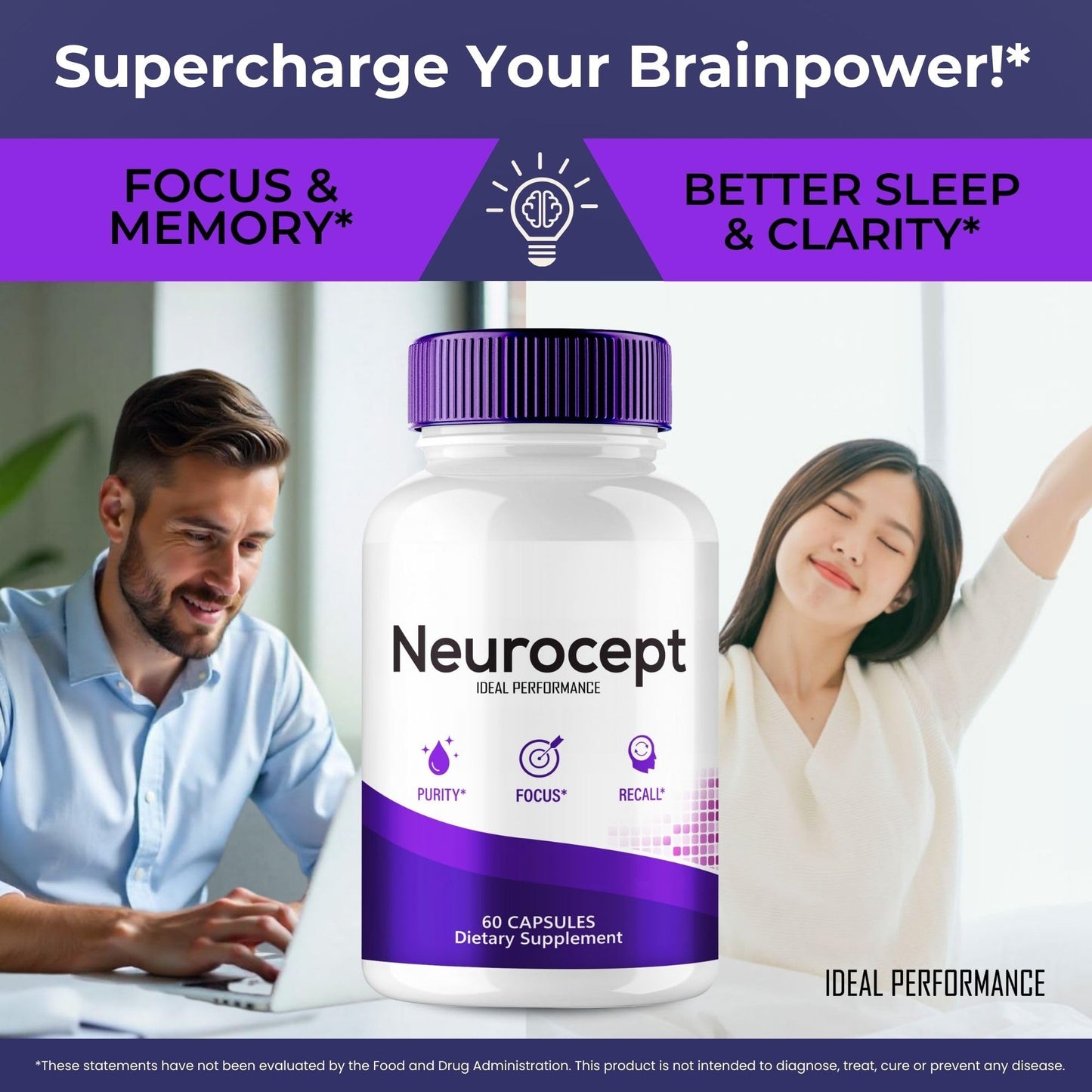Neurocept Supplement – Brain Health Nootropics Pills (3 Pack)