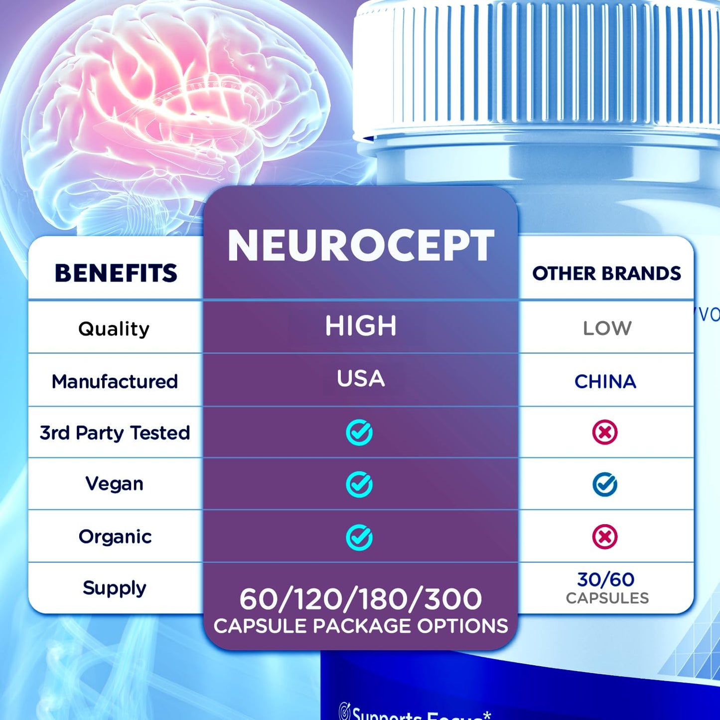 Neurocept Capsules – Brain Health Supplement with All-Natural Ingredients (60 Capsules)