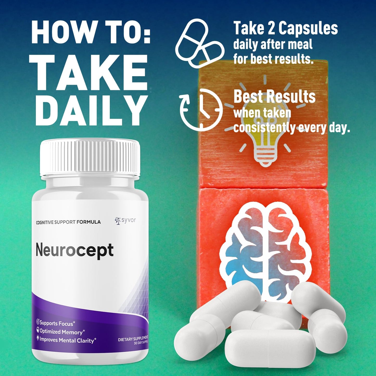 Neurocept Capsules – Brain Health Supplement with All-Natural Ingredients (60 Capsules)