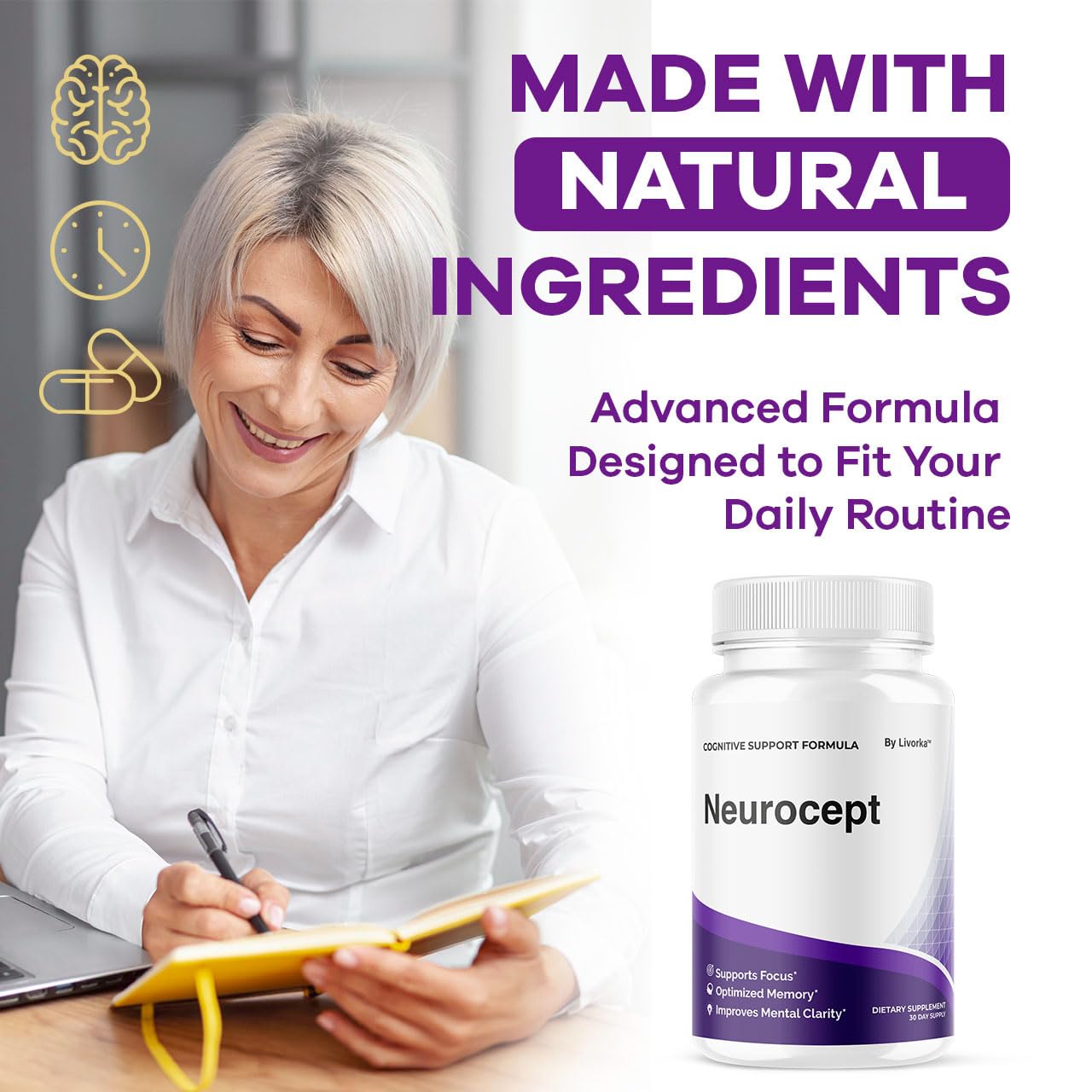 (2 Pack) Neurocept Brain Supplement Capsules – Memory, Focus & Wellness | 120 Capsules