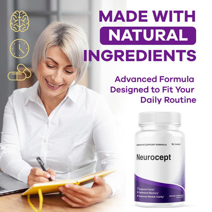 (2 Pack) Neurocept Brain Supplement Capsules – Memory, Focus & Wellness | 120 Capsules