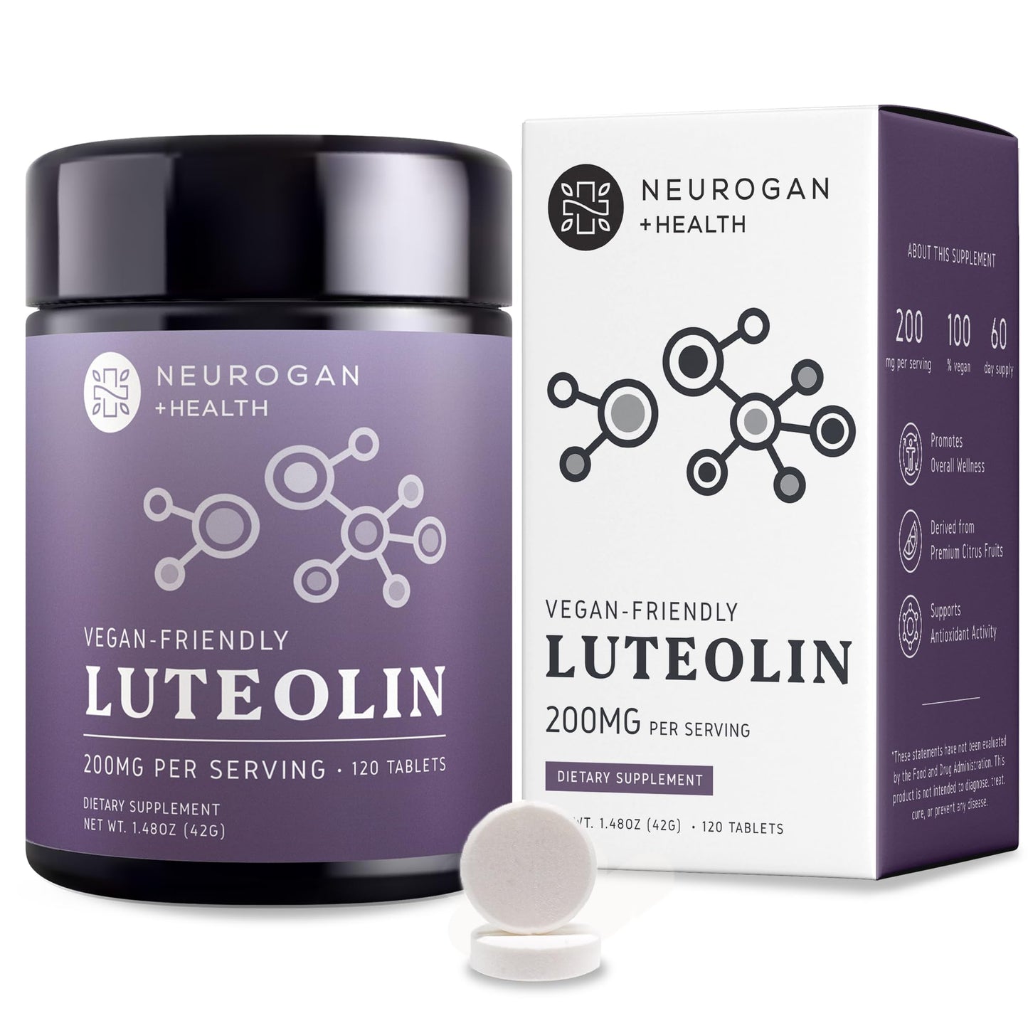 Neurogan Luteolin Tablets – 200 mg, 120 Ct | Brain Health & Immune Support