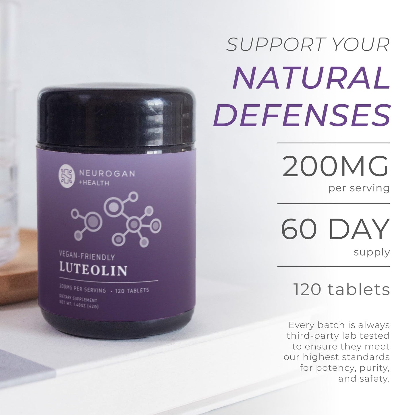 Neurogan Luteolin Tablets – 200 mg, 120 Ct | Brain Health & Immune Support