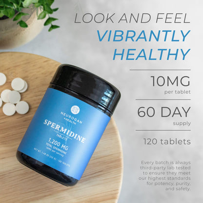 Neurogan Spermidine Supplement - 1200mg, 99% Pure, 120 Servings - Made in USA