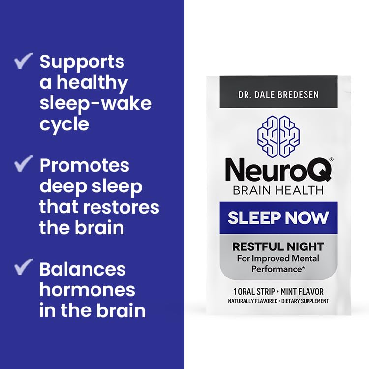 LifeSeasons NeuroQ Sleep Now - Natural Sleep Support with Melatonin & L-Theanine - 30 Mint Strips