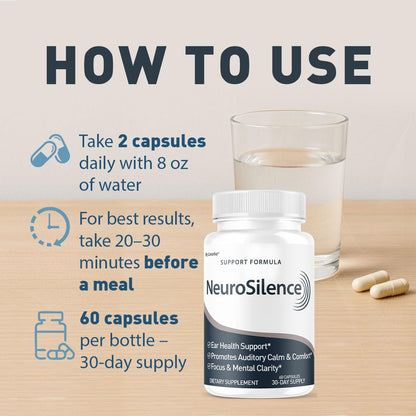 NeuroSilence Capsules (3 Pack) - Ear Health Support, 180 Capsules