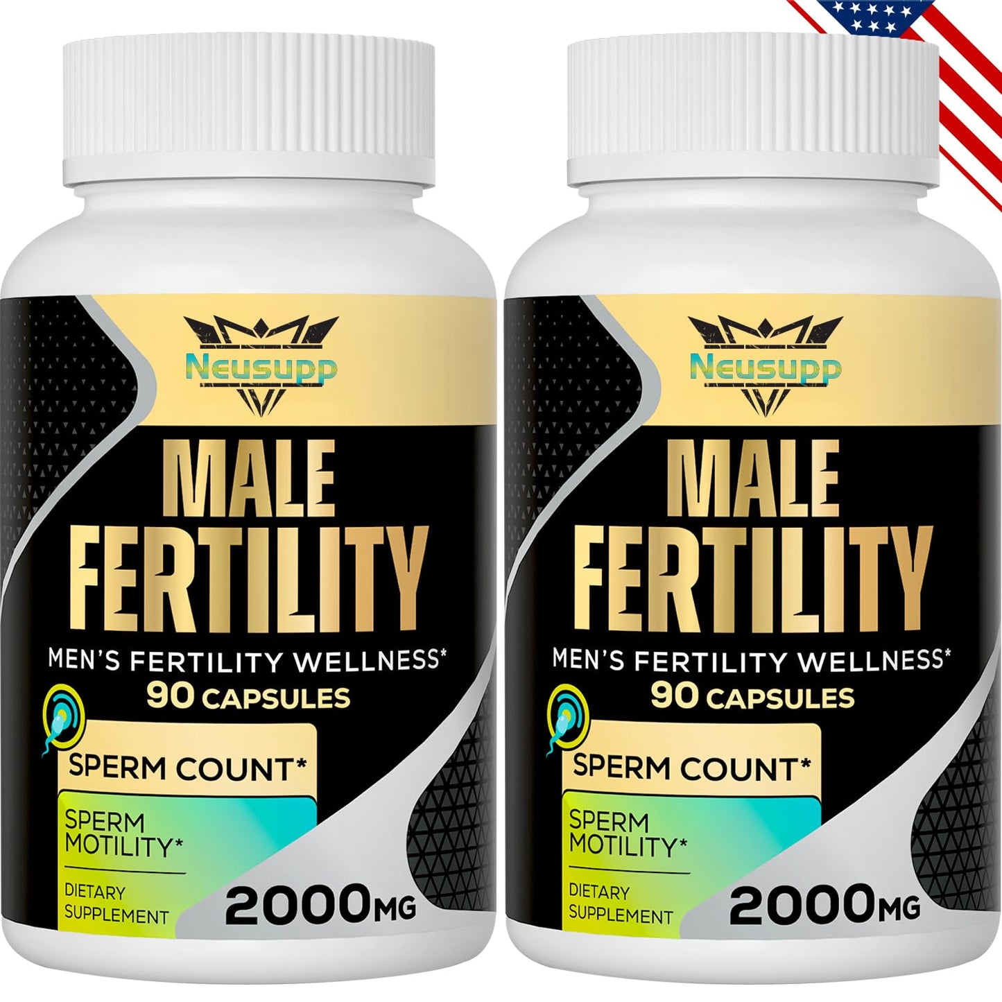 Neusupp Male Fertility Supplements - 2000mg Maca Root Prenatal Vitamins (2 Pack)