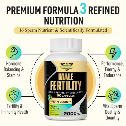 Neusupp Male Fertility Supplements - 2000mg Maca Root Prenatal Vitamins (2 Pack)