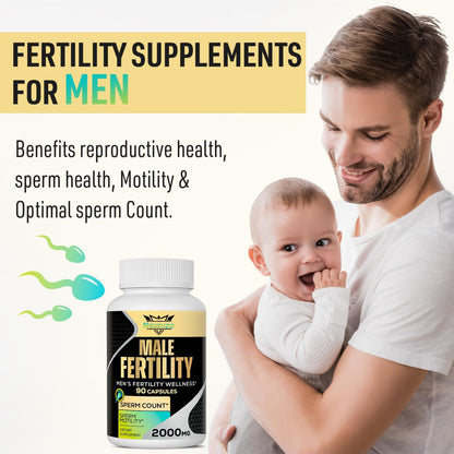 Neusupp Male Fertility Supplements - 2000mg Maca Root Prenatal Vitamins (2 Pack)