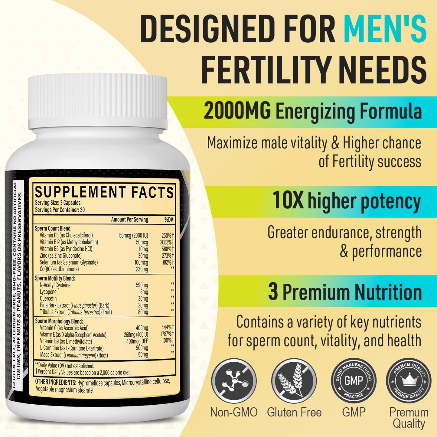Neusupp Male Fertility Supplements - 2000mg Maca Root Prenatal Vitamins (2 Pack)