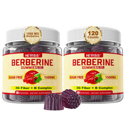 NEVISS Berberine Supplement 1500mg – Vegan, Non-GMO Gummies